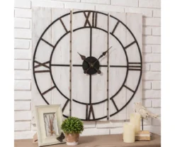 Black & White Distressed Roman Numeral 3-Piece Farmhouse Wall Clock Set, (31.5") -Home Sale Store 810546473 4