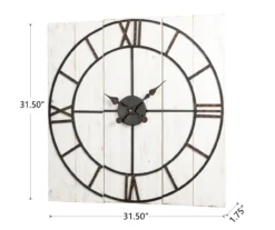 Black & White Distressed Roman Numeral 3-Piece Farmhouse Wall Clock Set, (31.5") -Home Sale Store 810546473 5