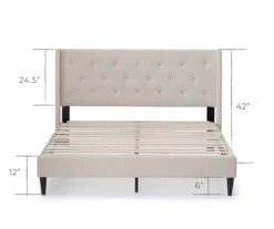 Isabelle Cream Upholstered Twin Wingback Bed -Home Sale Store 810547603 810547607 810547628 810547611 3