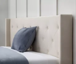 Isabelle Cream Upholstered Twin Wingback Bed -Home Sale Store 810547603 810547607 810547628 810547611 4