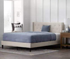 Isabelle Cream Upholstered Twin Wingback Bed -Home Sale Store 810547603 810547607 810547628 810547611 5