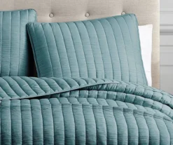 Crinkle Channel-Quilted Moonstone Coverlet Comforter Set -Home Sale Store 810547731 3