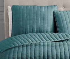 Crinkle Channel-Quilted Moonstone Coverlet Comforter Set -Home Sale Store 810547732 2