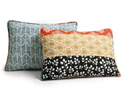 Turquoise & Orange Bohemian Pattern Stripe Full/Queen 3-Piece Quilt Set -Home Sale Store 810552950 3