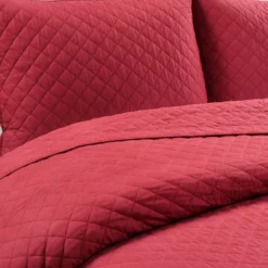 Ava Red Diamond-Quilted Full/Queen 3-Piece Quilt Set 9 Ava Red Diamond-Quilted Full/Queen 3-Piece Quilt Set -Home Sale Store 810552962 2