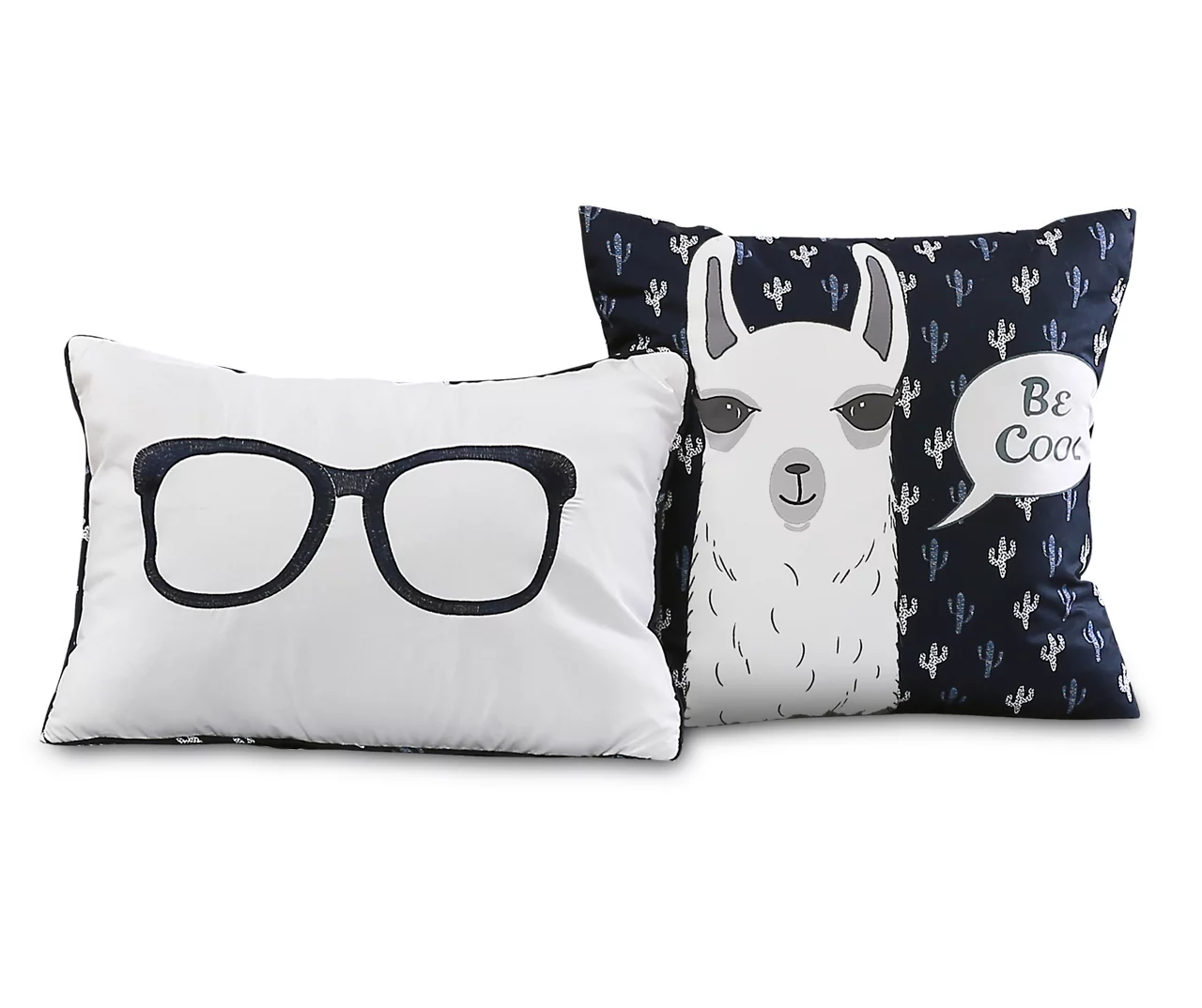 Navy & White Llama Pattern Block Full/Queen 5-Piece Quilt Set 2 Navy & White Llama Pattern Block Full/Queen 5-Piece Quilt Set - Image 2