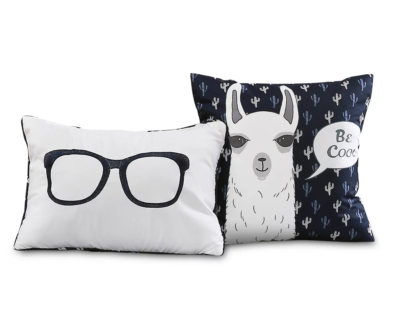 Navy & White Llama Pattern Block Full/Queen 5-Piece Quilt Set 6 Navy & White Llama Pattern Block Full/Queen 5-Piece Quilt Set - Image 6