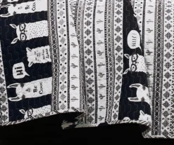 Navy & White Llama Pattern Block Full/Queen 5-Piece Quilt Set 15 Navy & White Llama Pattern Block Full/Queen 5-Piece Quilt Set -Home Sale Store 810552997 21
