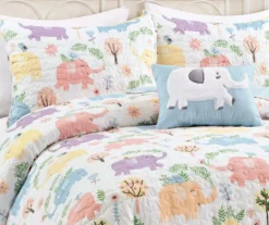Hygge White & Pastel Elephant Full/Queen 4-Piece Quilt Set 14 Hygge White & Pastel Elephant Full/Queen 4-Piece Quilt Set -Home Sale Store 810552999 21