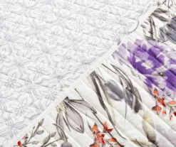 Adalia White & Purple Floral Full/Queen 3-Piece Quilt Set -Home Sale Store 810553041 41