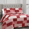 Greenville White & Red Plaid Patchwork Full/Queen 3-Piece Quilt Set
