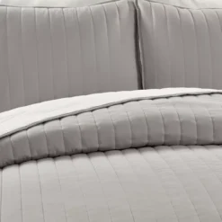 Light Gray Stripe All-Season Full/Queen 3-Piece Coverlet Quilt Set -Home Sale Store 810553265 3