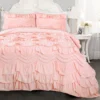 Kemmy Peachy Pink Ruffle Full/Queen 3-Piece Quilt Set