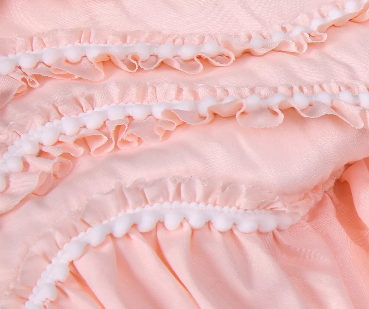 Kemmy Peachy Pink Ruffle Full/Queen 3-Piece Quilt Set 6 Kemmy Peachy Pink Ruffle Full/Queen 3-Piece Quilt Set - Image 6