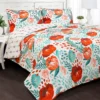 White & Red Poppy Garden Full/Queen 3-Piece Quilt Set