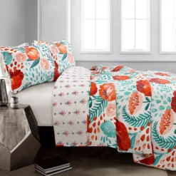 White & Red Poppy Garden Full/Queen 3-Piece Quilt Set -Home Sale Store 810553414 11