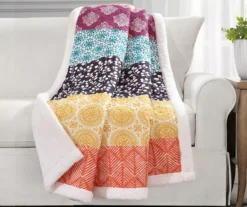 Bohemian Block Sherpa Throw, (50" X 60")