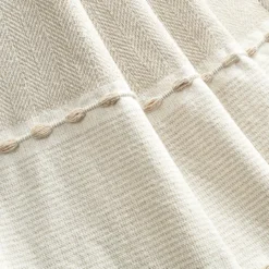 Beige Thread-Stripe Herringbone Tassel-Trim Throw, (50" X 60") -Home Sale Store 810553509 21
