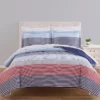 Blue & Red Stripe Microfiber King 9-Piece Bed-in-a-Bag Set