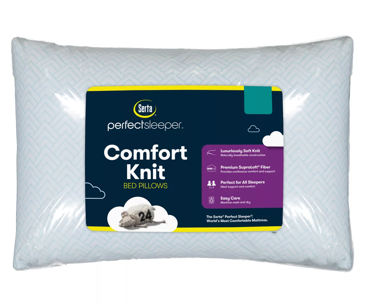 White Comfort-Knit Jumbo Pillow, 2-Pack 1 White Comfort-Knit Jumbo Pillow, 2-Pack