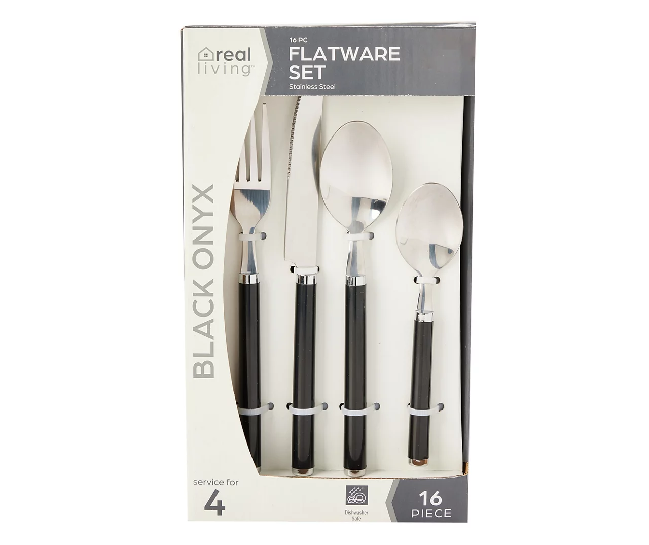 Real Living Black Handle 16-Piece Flatware Set 1 Real Living Black Handle 16-Piece Flatware Set