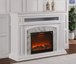 62" Grand White Faux Marble Electric Fireplace -Home Sale Store 810570728 4