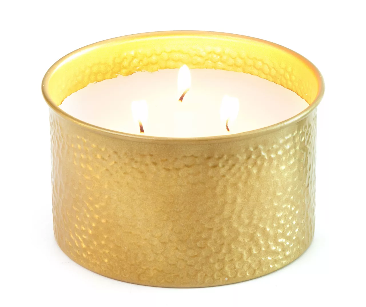 White Cashmere Gold Hammered Tin 3-Wick Candle, 21 Oz. 1 White Cashmere Gold Hammered Tin 3-Wick Candle, 21 Oz.