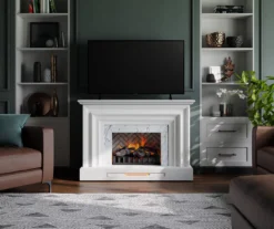 53.5" White Marble Petite Grand Electric Fireplace -Home Sale Store 810570829 3