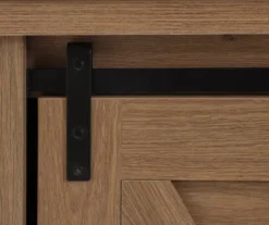 60" Light Brown Oak Barn Door Melamine Electric Fireplace -Home Sale Store 810571322 2