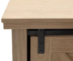 60" Light Brown Oak Barn Door Melamine Electric Fireplace -Home Sale Store 810571322 3