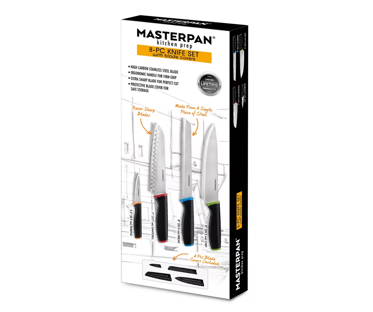 Masterpan 8-Piece Knife Set With Blade Covers 3 Masterpan 8-Piece Knife Set With Blade Covers - Image 3
