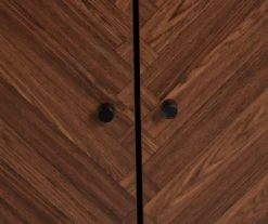 Walnut Chevron 2-Door Storage Cabinet -Home Sale Store 810584249 3