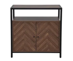 Walnut Chevron 2-Door Storage Cabinet