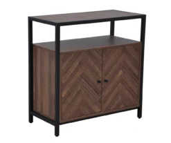 Walnut Chevron 2-Door Storage Cabinet -Home Sale Store 810584249 A1