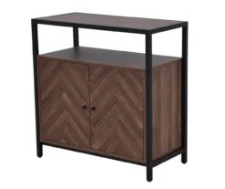 Walnut Chevron 2-Door Storage Cabinet -Home Sale Store 810584249 A3