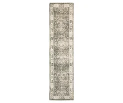 Savion Charcoal & Ivory Floral Geometric Area Rug