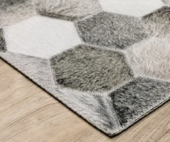 Myles Gray & Charcoal Faux Hide Hexagon Area Rug, (5' X 7') -Home Sale Store 810584618 2