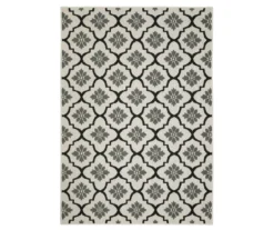 Torgnea Beige & Black Floral Quatrefoil Outdoor Area Rug -Home Sale Store 810584754