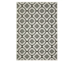 Torgnea Beige & Black Floral Quatrefoil Outdoor Area Rug -Home Sale Store 810584756
