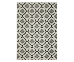 Torgnea Beige & Black Floral Quatrefoil Outdoor Area Rug -Home Sale Store 810584757