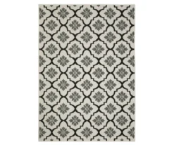 Torgnea Beige & Black Floral Quatrefoil Outdoor Area Rug -Home Sale Store 810584758