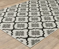 Torgnea Beige & Black Floral Quatrefoil Outdoor Area Rug -Home Sale Store 810584760 1