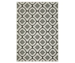 Torgnea Beige & Black Floral Quatrefoil Outdoor Area Rug