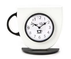"Java Time" White & Black Coffee Cup Tabletop Clock