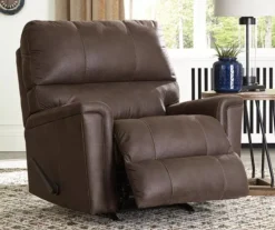 Navi Chestnut Faux Leather Rocker Recliner 9 Navi Chestnut Faux Leather Rocker Recliner -Home Sale Store 810587485 71