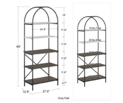Vivinne Gray 5-Shelf Bookcase -Home Sale Store 810589034 1