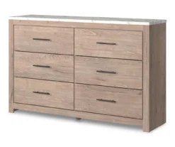 Senniberg Oak & Faux Calcutta 6-Drawer Dresser -Home Sale Store 810589299 2