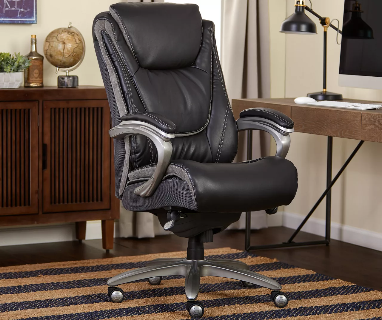 Baxter Black Big & Tall Bonded Leather Office Chair 3 Baxter Black Big & Tall Bonded Leather Office Chair - Image 3