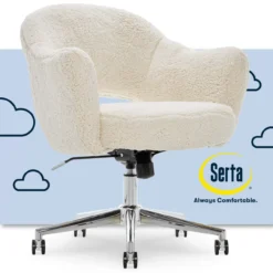 Valetta Cream Faux Fur Office Chair 19 Valetta Cream Faux Fur Office Chair -Home Sale Store 810590414 11