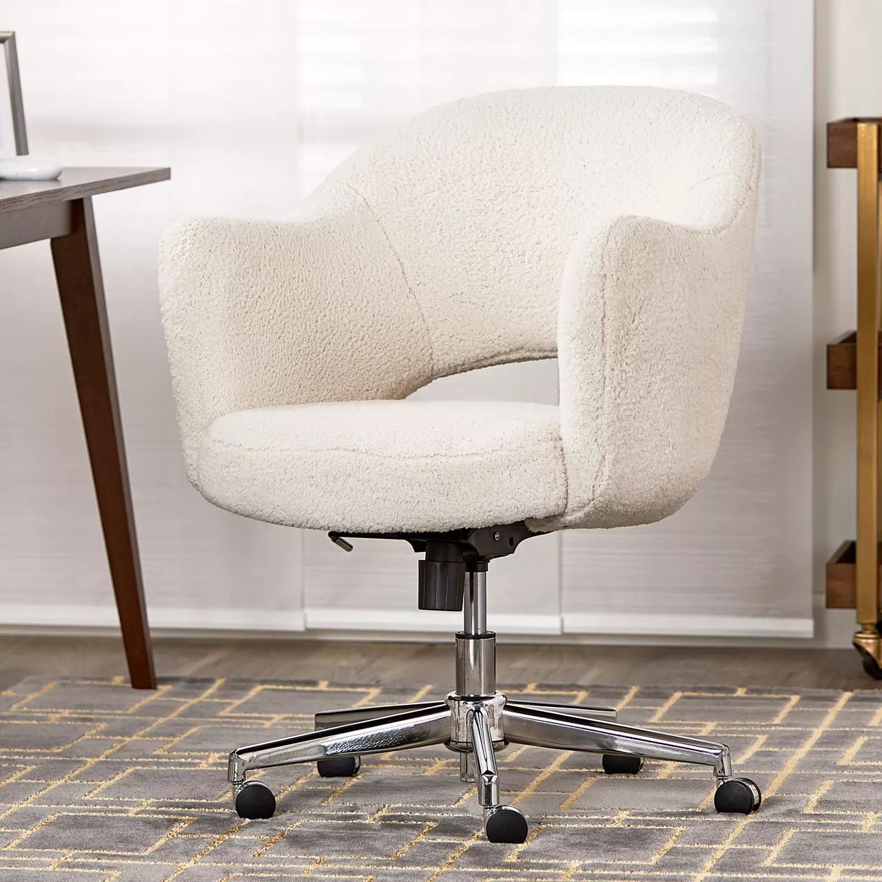 Valetta Cream Faux Fur Office Chair 5 Valetta Cream Faux Fur Office Chair - Image 5